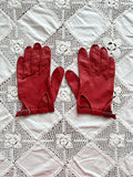 vintage leather glove - snap red