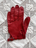 vintage leather glove - snap red