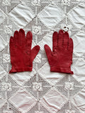 vintage leather glove - snap red