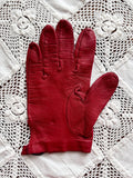 vintage leather glove - snap red