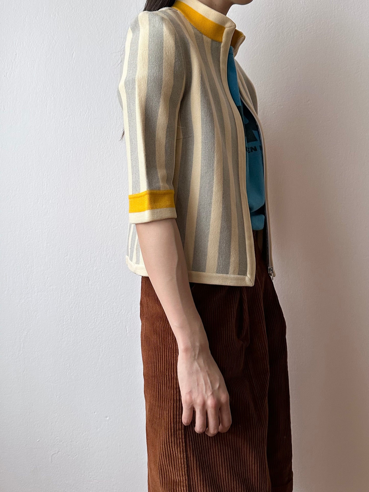 ~70s fat jersey zip-up top