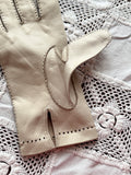 vintage leather glove - cream white