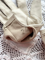 vintage leather glove - cream white