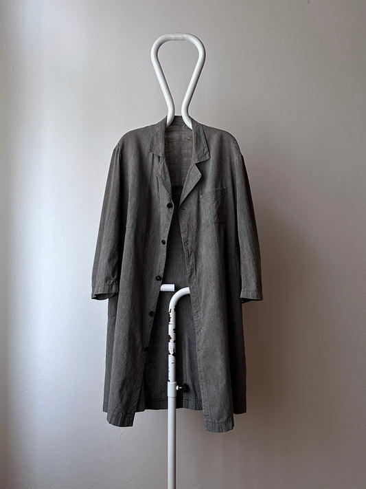 french vintage black chambray shirt coat