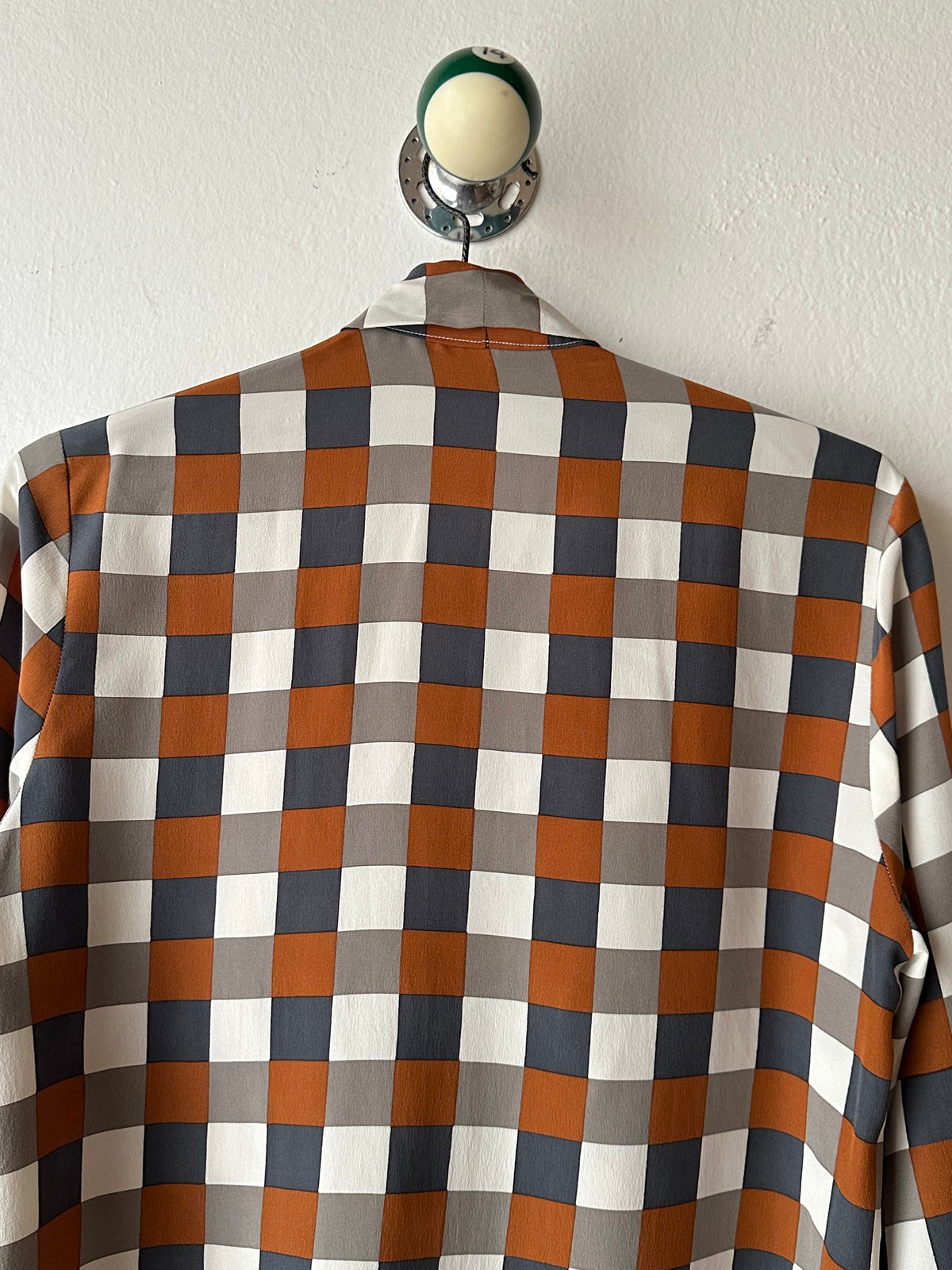 Avance block silk tie blouse