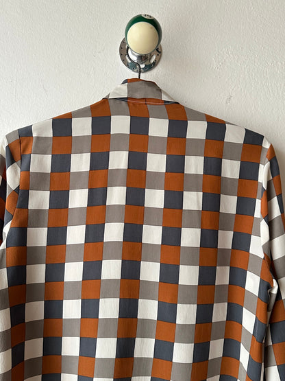 Avance block silk tie blouse