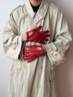 vintage leather glove - snap red