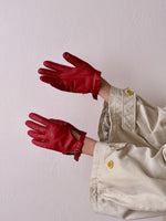 vintage leather glove - snap red