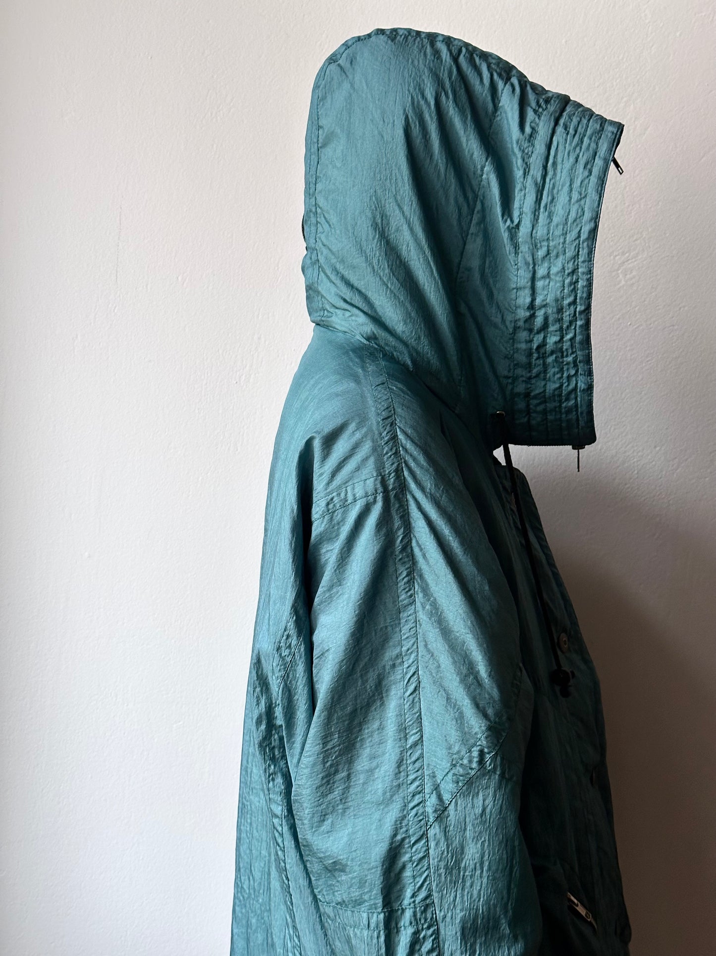 nylon puffer jacket with convertible hood