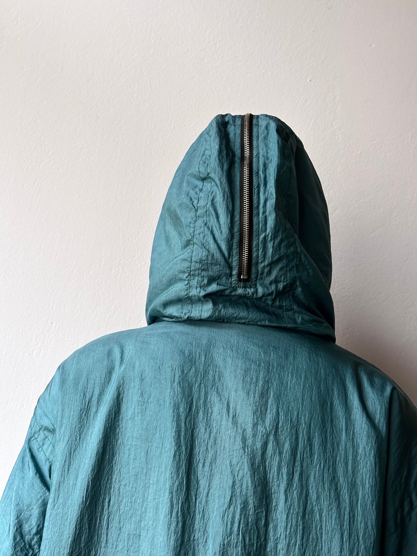 nylon puffer jacket with convertible hood