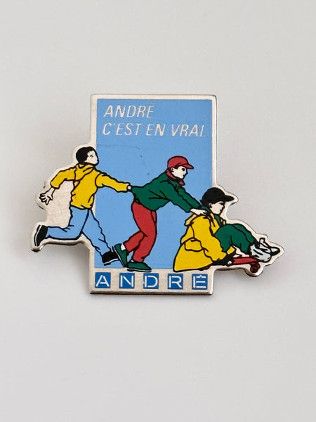 french vintage pins ANDRE C'EST EN VRAI