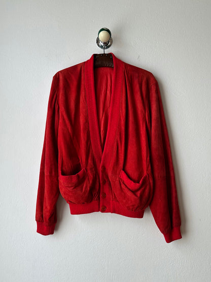 1980s Italy Leather suède cardigan