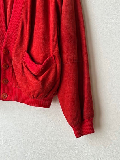 1980s Italy Leather suède cardigan