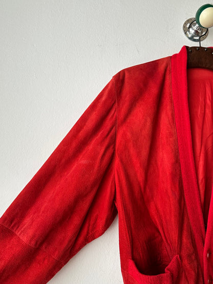 1980s Italy Leather suède cardigan