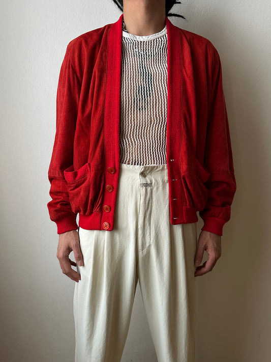1980s Italy Leather suède cardigan