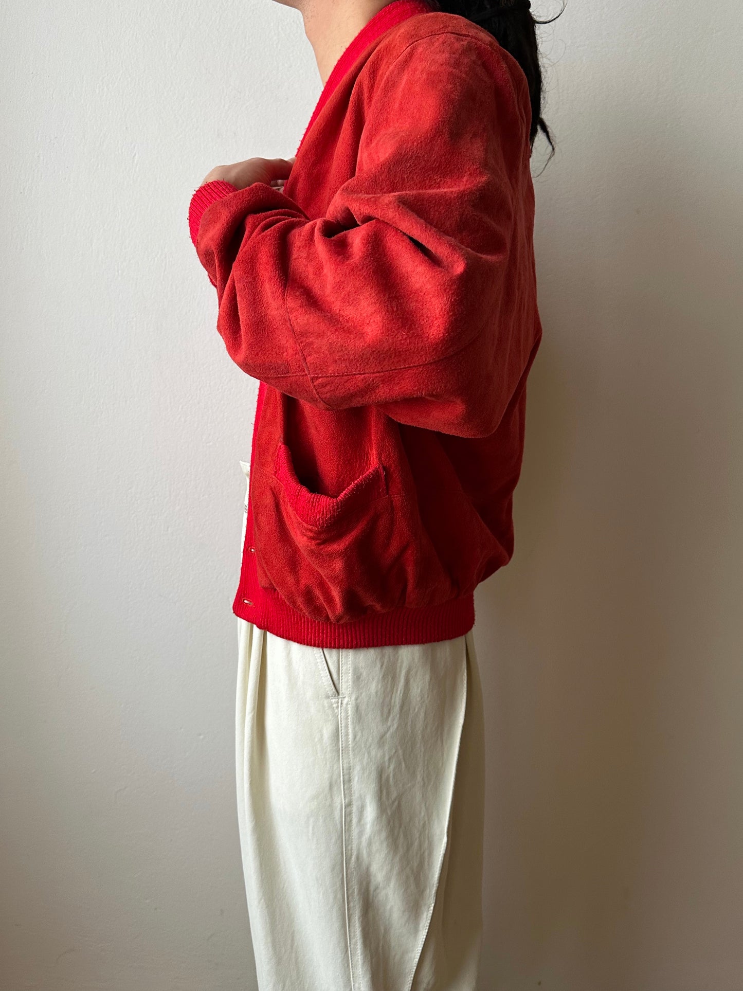 1980s Italy Leather suède cardigan