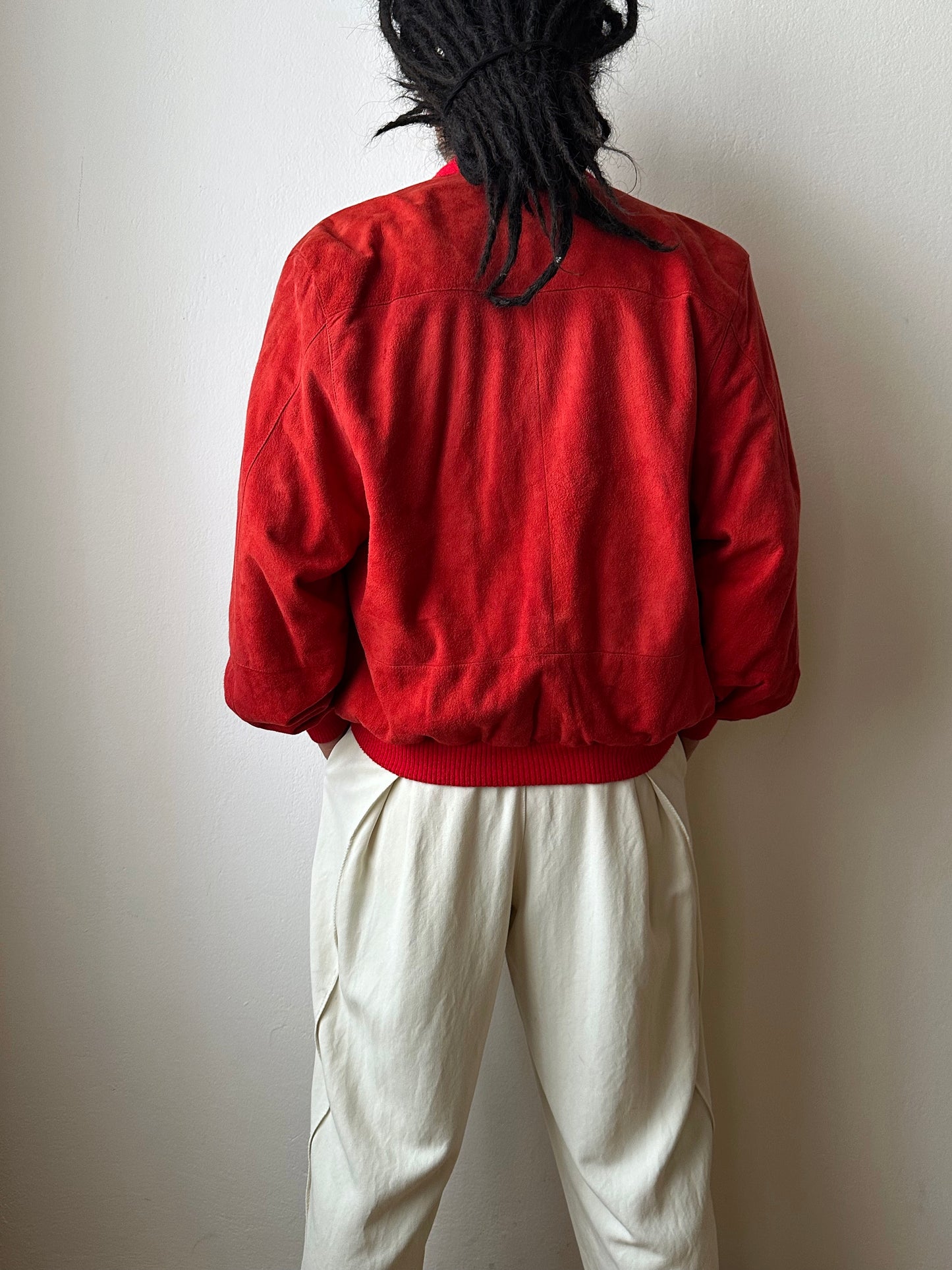 1980s Italy Leather suède cardigan