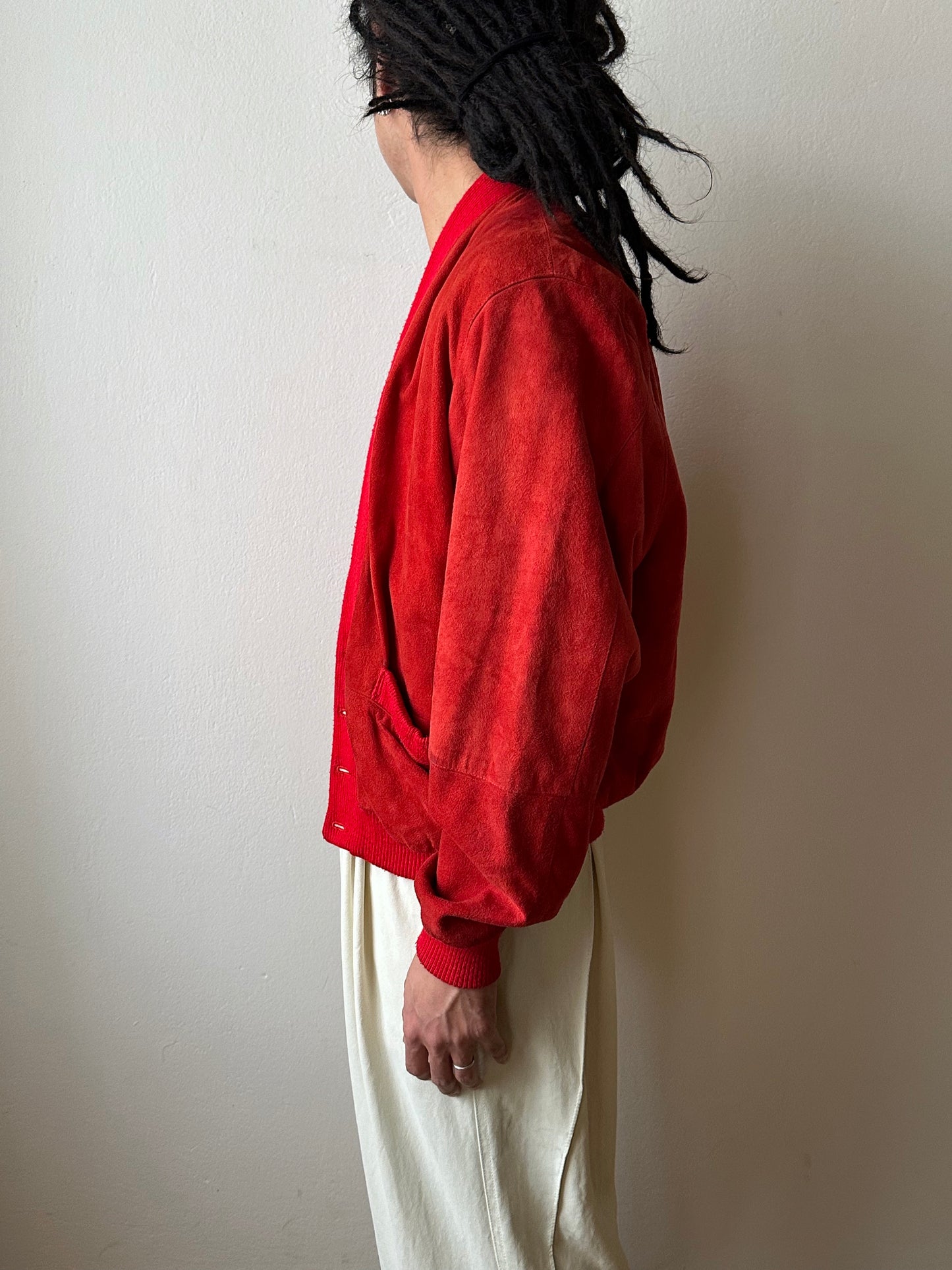 1980s Italy Leather suède cardigan