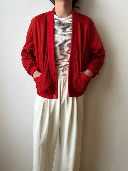 1980s Italy Leather suède cardigan