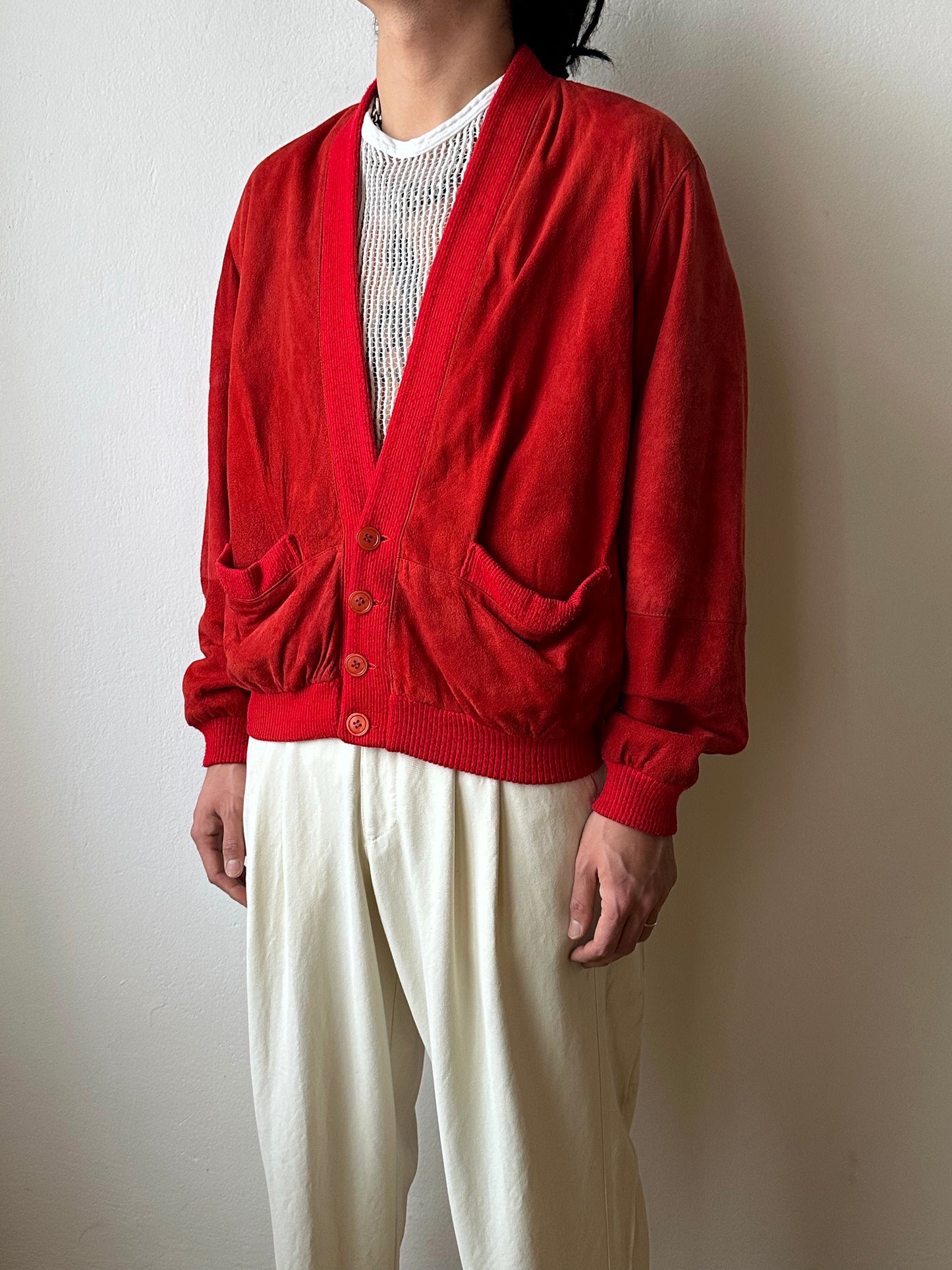 1980s Italy Leather suède cardigan