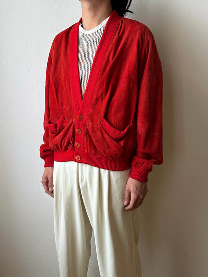 1980s Italy Leather suède cardigan