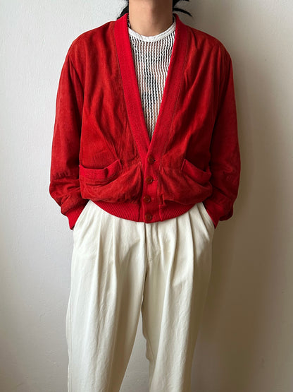 1980s Italy Leather suède cardigan