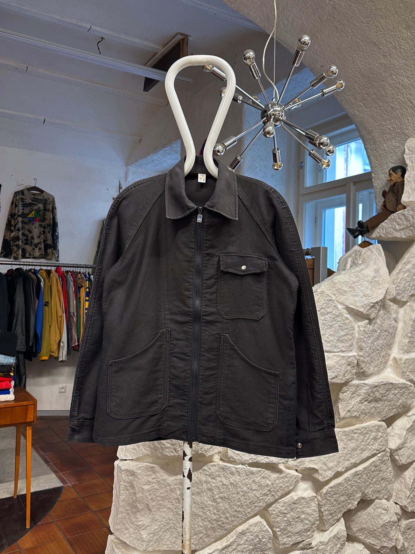 70's Italy Black Moleskin workwear 70年代 Vintage Military ヴィンテージ Toto Prague Vintage store Vintage clothing Praha プラハ 古着屋 古着 黒モールスキン ユーロ古着 ユーロワーク  ヨーロッパワーク ヨーロッパ古着 古着卸 ミリタリー ワークウェア 