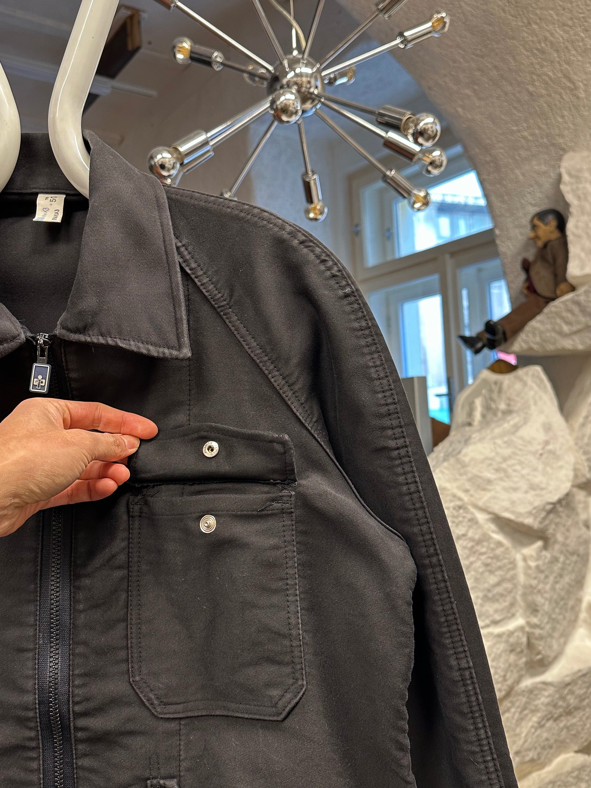 70's Italy Black Moleskin workwear 70年代 Vintage Military ヴィンテージ Toto Prague Vintage store Vintage clothing Praha プラハ 古着屋 古着 黒モールスキン ユーロ古着 ユーロワーク  ヨーロッパワーク ヨーロッパ古着 古着卸 ミリタリー ワークウェア 