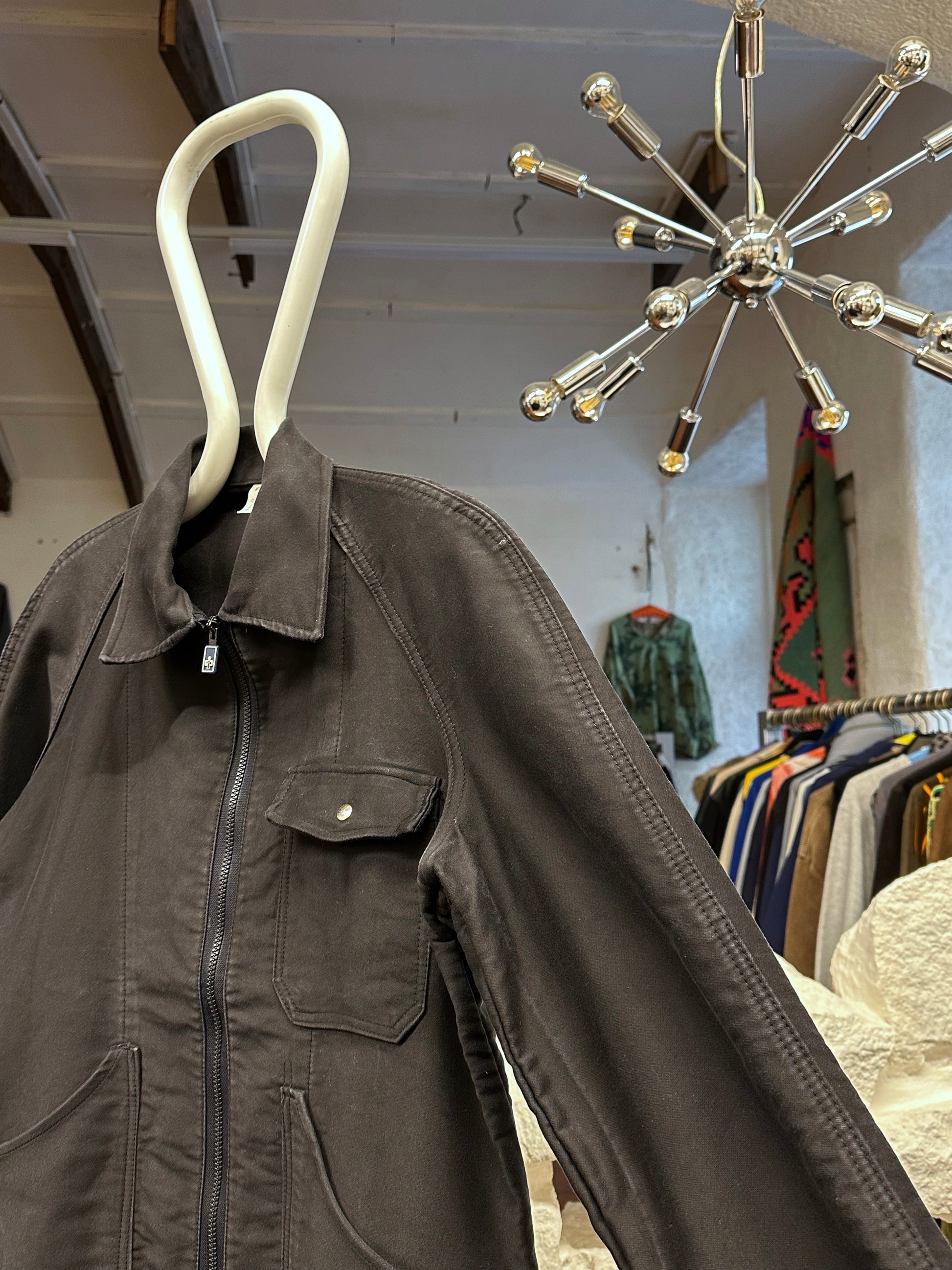 70's Italy Black Moleskin workwear 70年代 Vintage Military ヴィンテージ Toto Prague Vintage store Vintage clothing Praha プラハ 古着屋 古着 黒モールスキン ユーロ古着 ユーロワーク  ヨーロッパワーク ヨーロッパ古着 古着卸 ミリタリー ワークウェア 