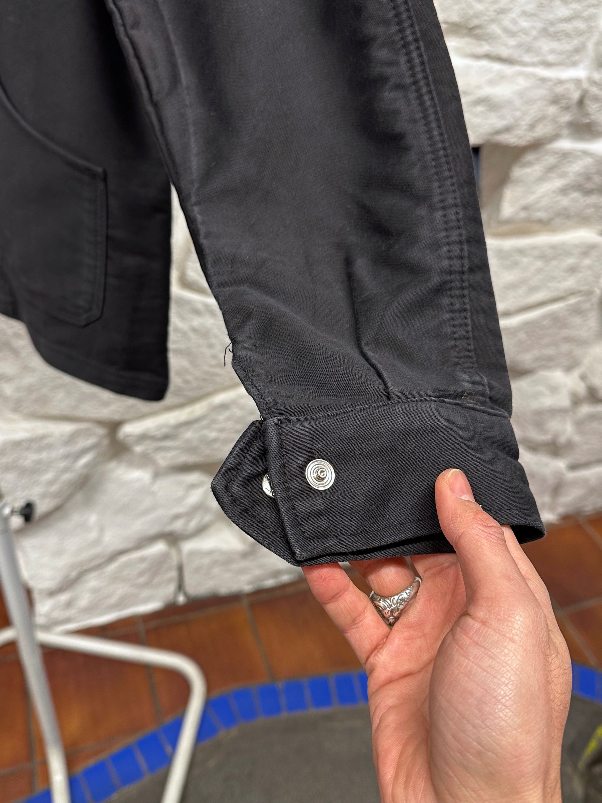 70's Italy Black Moleskin workwear 70年代 Vintage Military ヴィンテージ Toto Prague Vintage store Vintage clothing Praha プラハ 古着屋 古着 黒モールスキン ユーロ古着 ユーロワーク  ヨーロッパワーク ヨーロッパ古着 古着卸 ミリタリー ワークウェア 