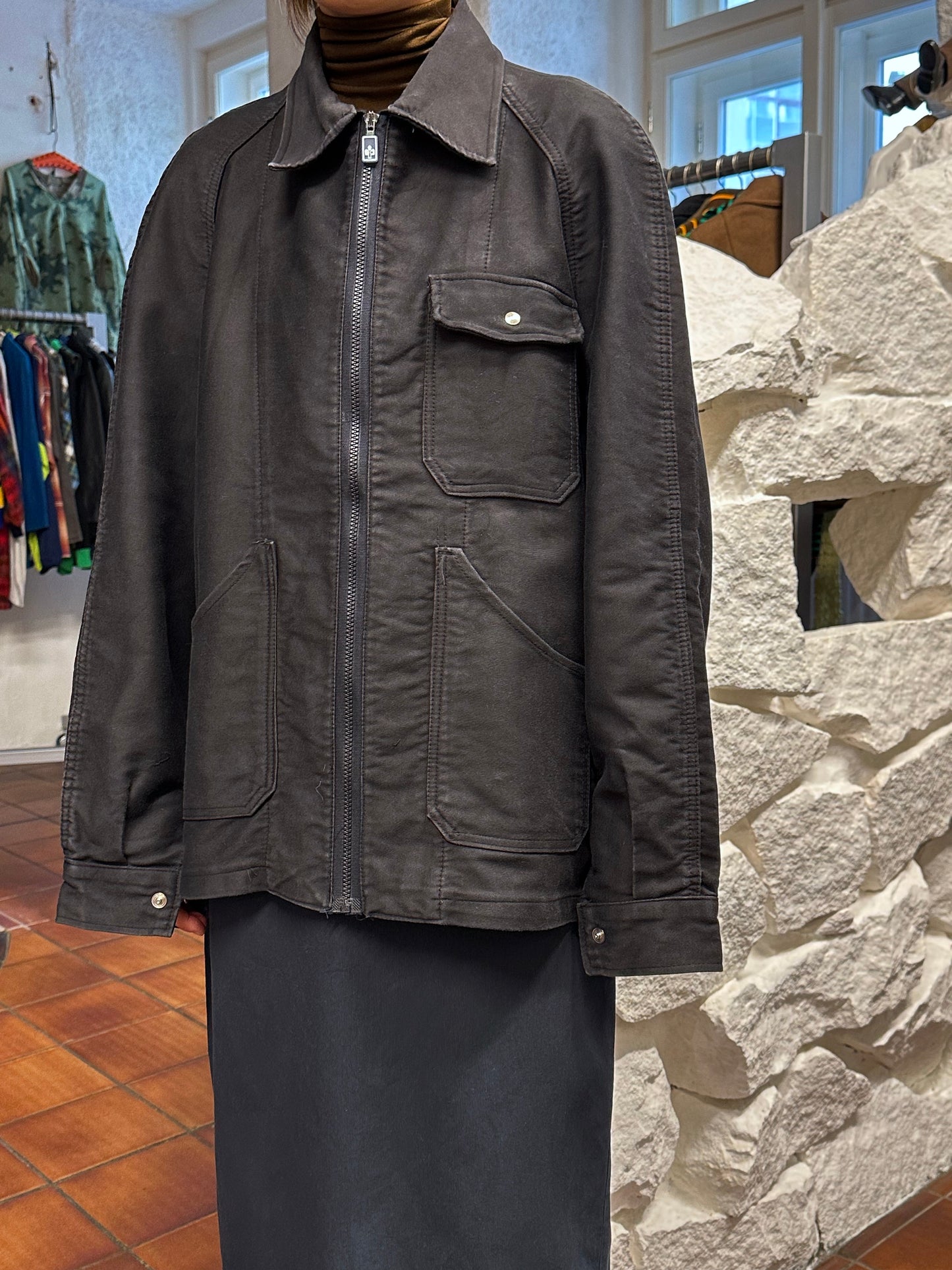 70's Italy Black Moleskin workwear 70年代 Vintage Military ヴィンテージ Toto Prague Vintage store Vintage clothing Praha プラハ 古着屋 古着 黒モールスキン ユーロ古着 ユーロワーク  ヨーロッパワーク ヨーロッパ古着 古着卸 ミリタリー ワークウェア 
