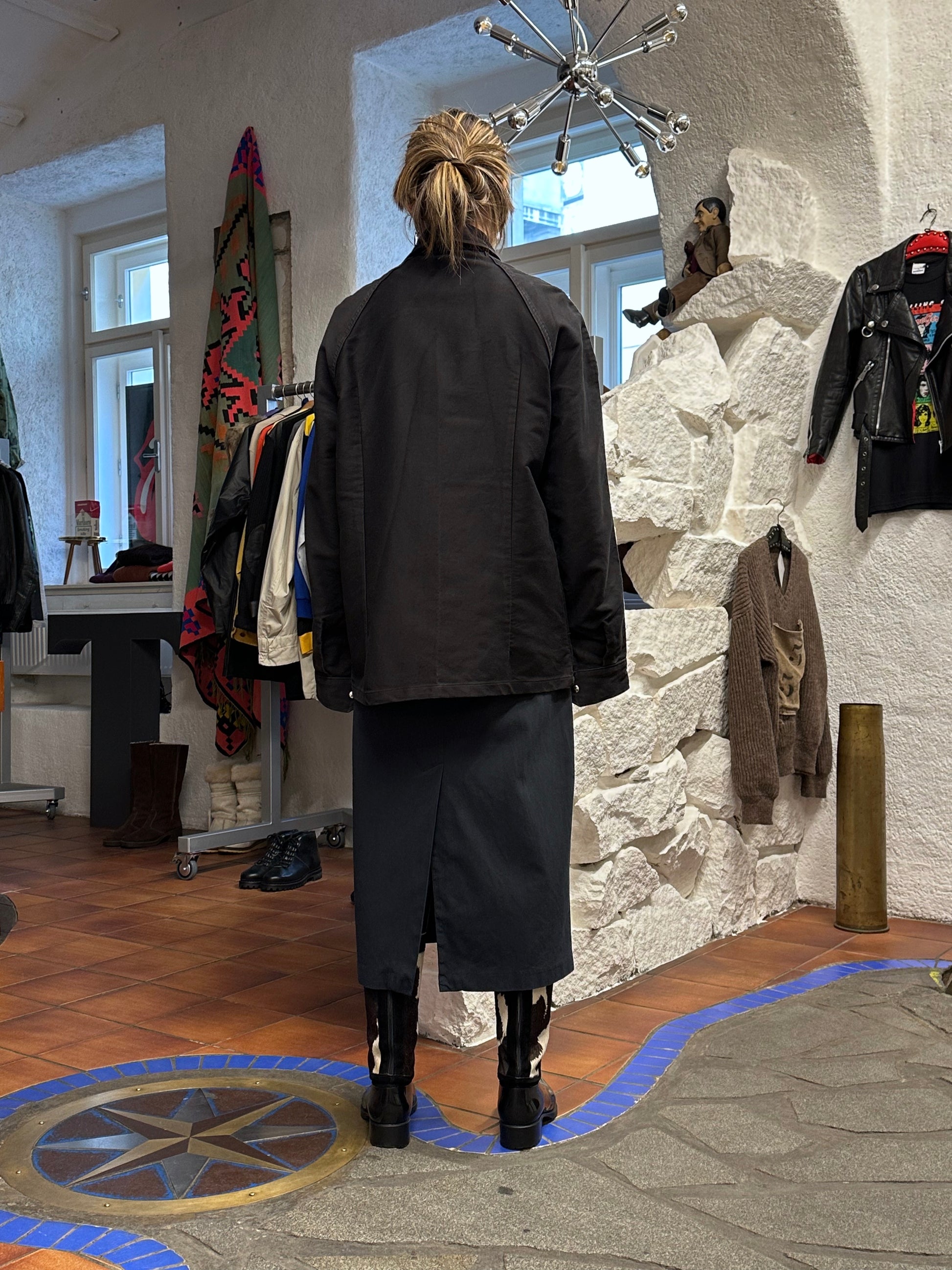 70's Italy Black Moleskin workwear 70年代 Vintage Military ヴィンテージ Toto Prague Vintage store Vintage clothing Praha プラハ 古着屋 古着 黒モールスキン ユーロ古着 ユーロワーク  ヨーロッパワーク ヨーロッパ古着 古着卸 ミリタリー ワークウェア 