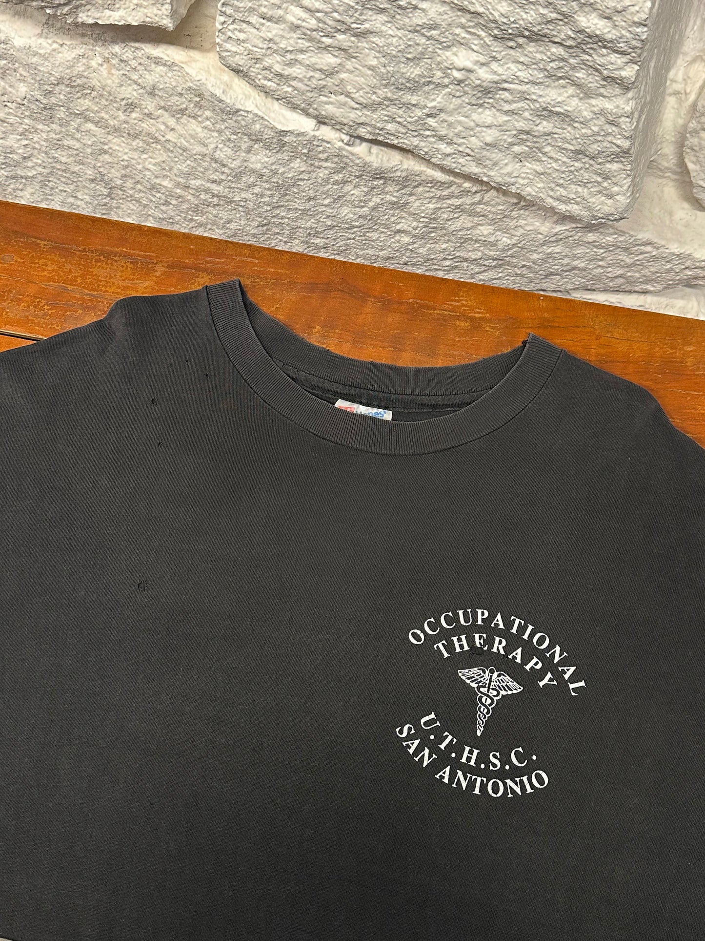 90's Occupational Therapy Vintage T-shirt Tee Tシャツ シングルステッチ 90年代 ヴィンテージ Hanes ヘインズ Toto Praha Vintage clothing store Antique shop Prague 古着屋 アンティークショップ プラハ ユーロ古着  ヨーロッパ古着 古着卸