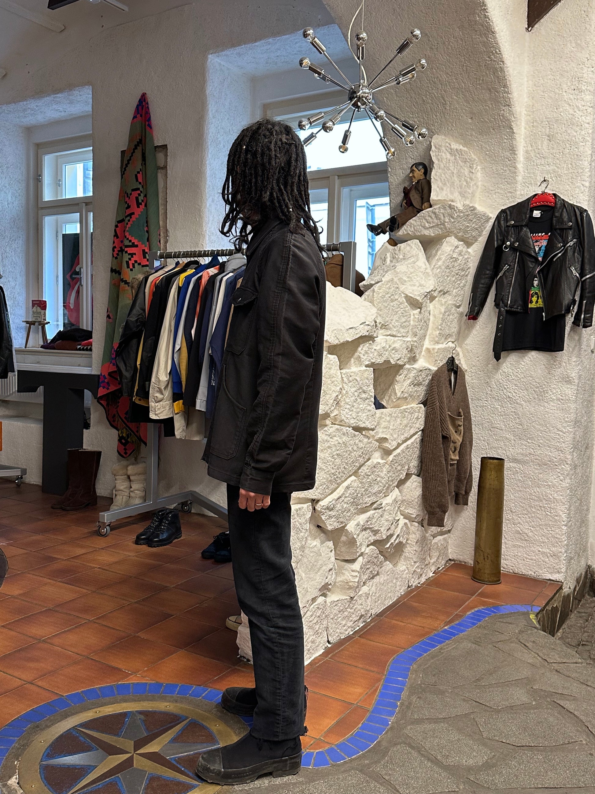 70's Italy Black Moleskin workwear 70年代 Vintage Military ヴィンテージ Toto Prague Vintage store Vintage clothing Praha プラハ 古着屋 古着 黒モールスキン ユーロ古着 ユーロワーク  ヨーロッパワーク ヨーロッパ古着 古着卸 ミリタリー ワークウェア 