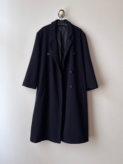 90s cashmere mix double breast navy coat