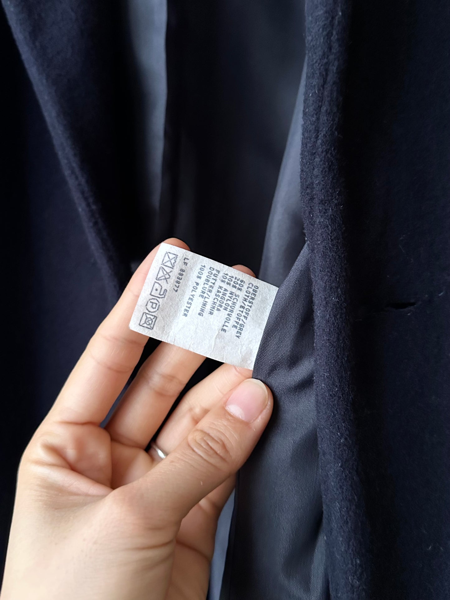 90s cashmere mix double breast navy coat