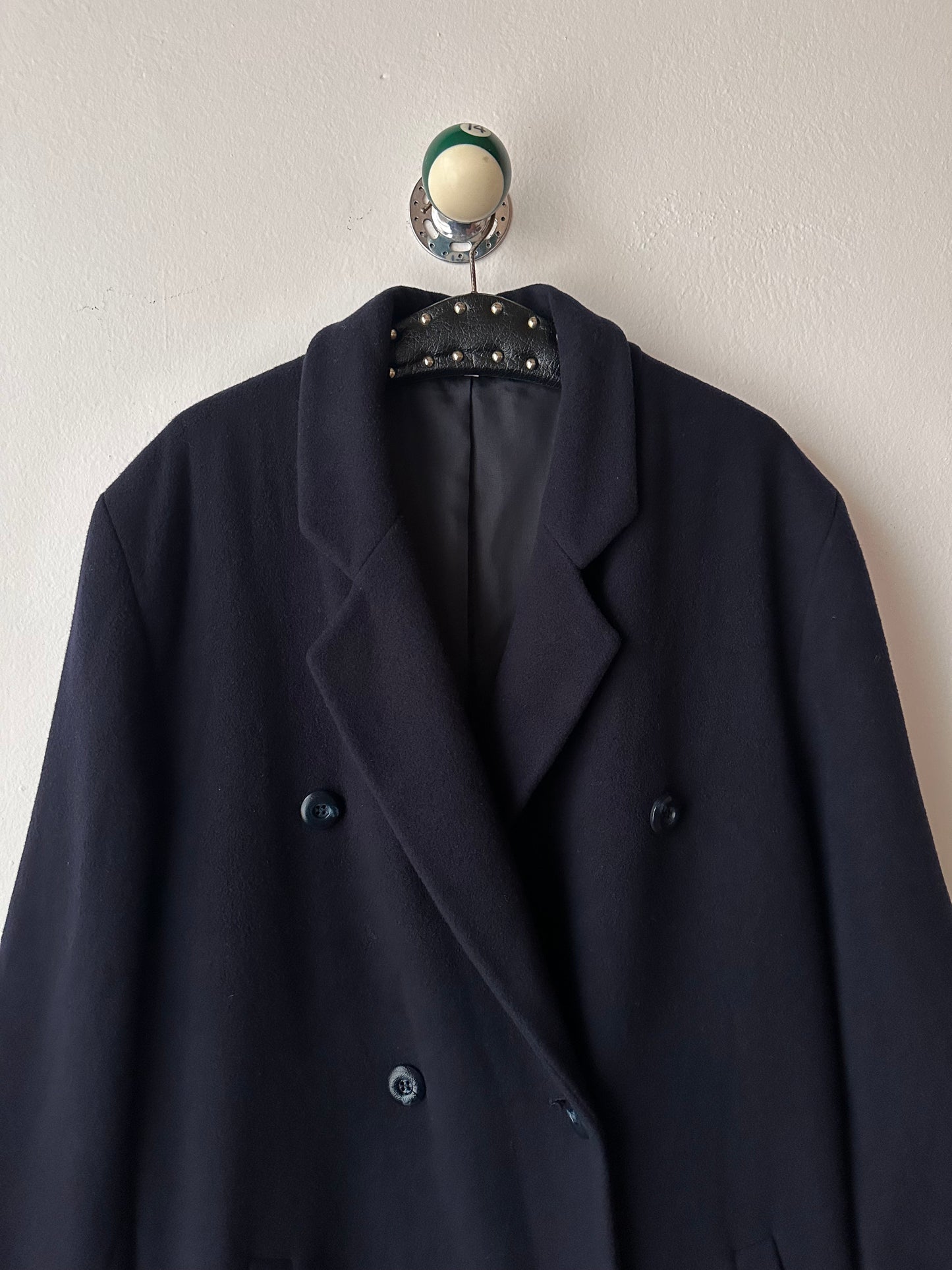 90s cashmere mix double breast navy coat