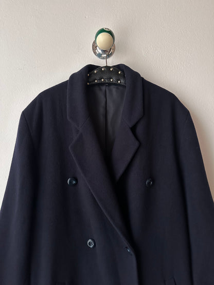 90s cashmere mix double breast navy coat