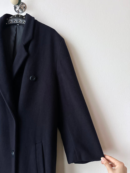 90s cashmere mix double breast navy coat