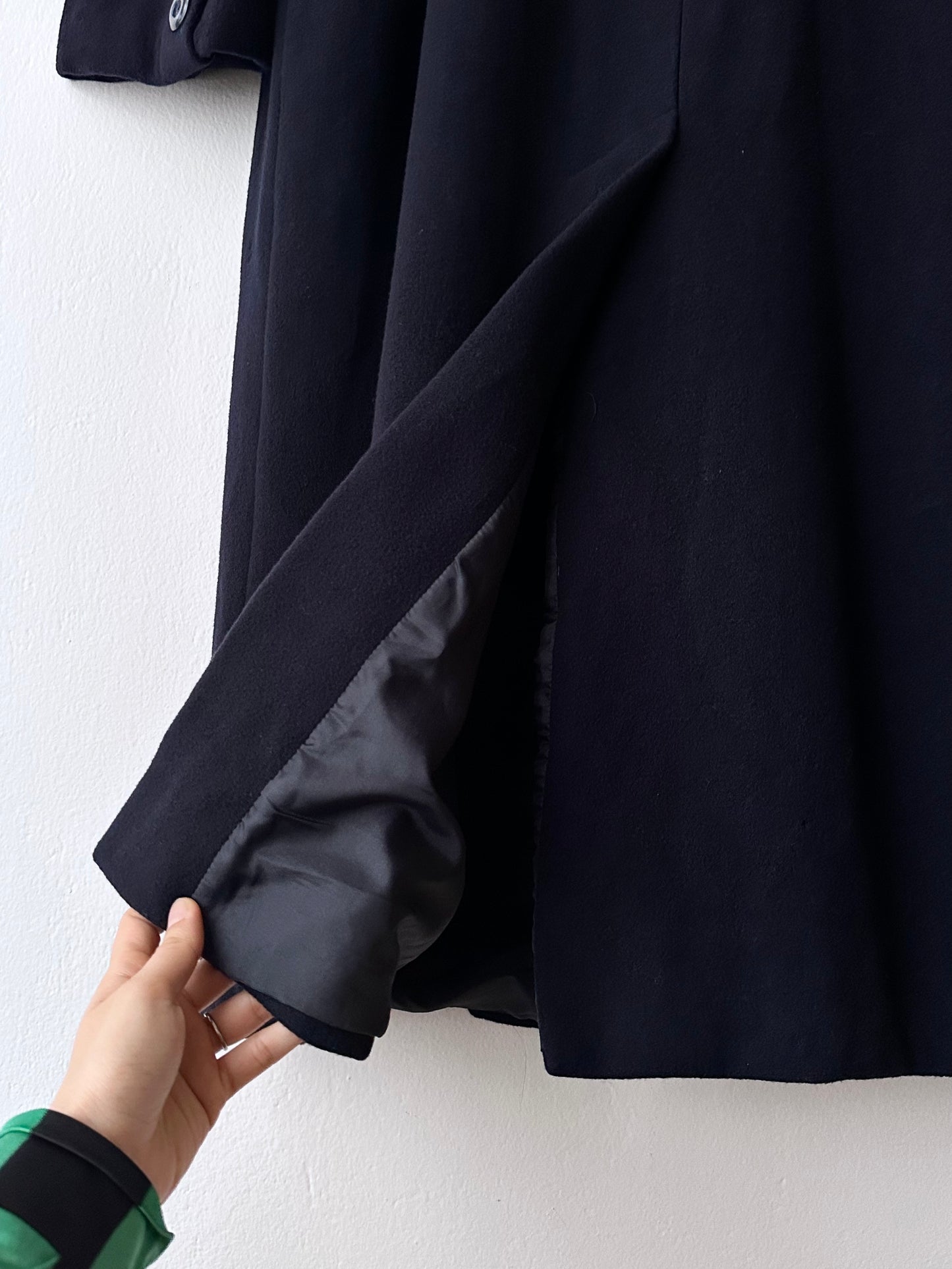 90s cashmere mix double breast navy coat