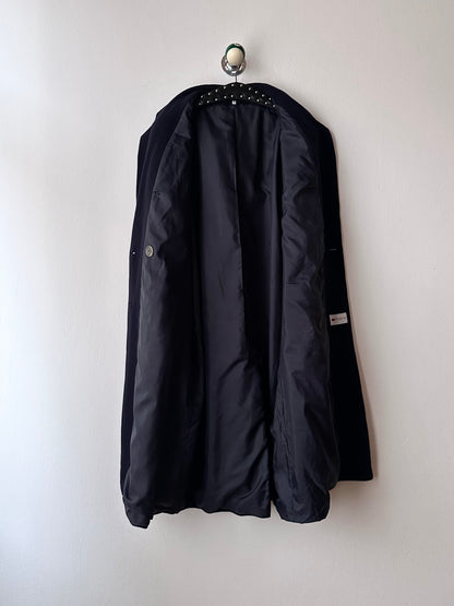90s cashmere mix double breast navy coat