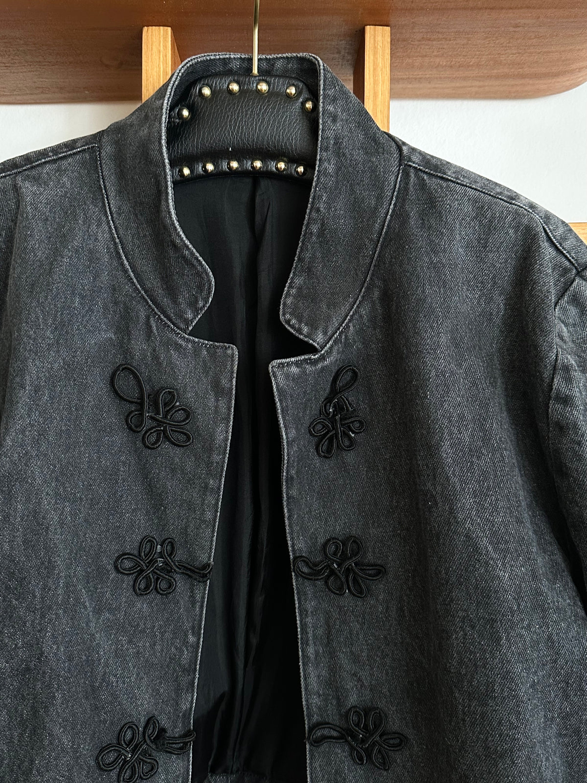 Black denim china jacket