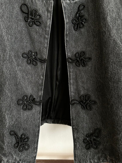 Black denim china jacket