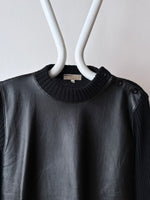 Italy leather and merino wool sweater