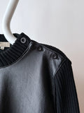 Italy leather and merino wool sweater