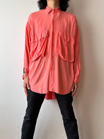 80's Benetton 80年代 ベネトン Pink shirt Viscose Rayon Vintage Praha Prague Vintage store プラハ  古着屋 ユーロ古着 ヨーロッパ古着 