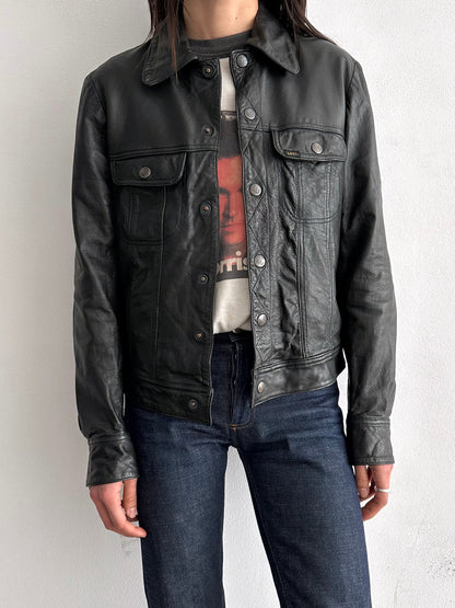 80s Lee green leather jkt.