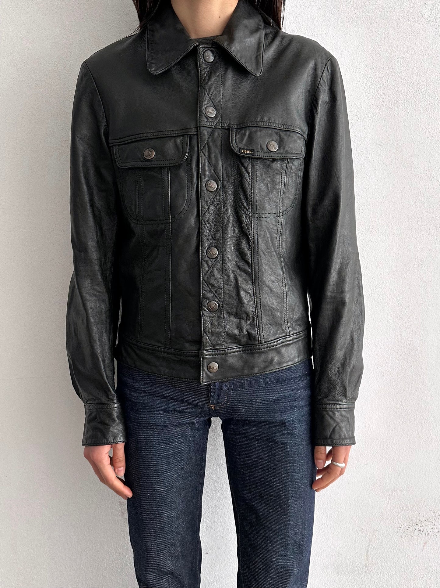 80s Lee green leather jkt.