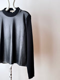 Italy leather and merino wool sweater