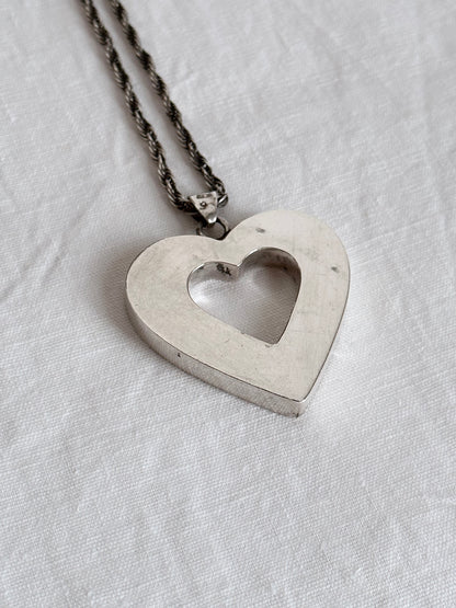 silver filling heart shaped necklace